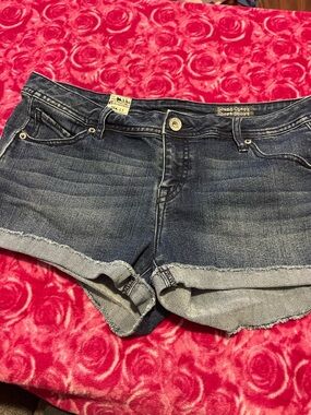 Volcom Dark Blue Rolled Hem Denim Shorts